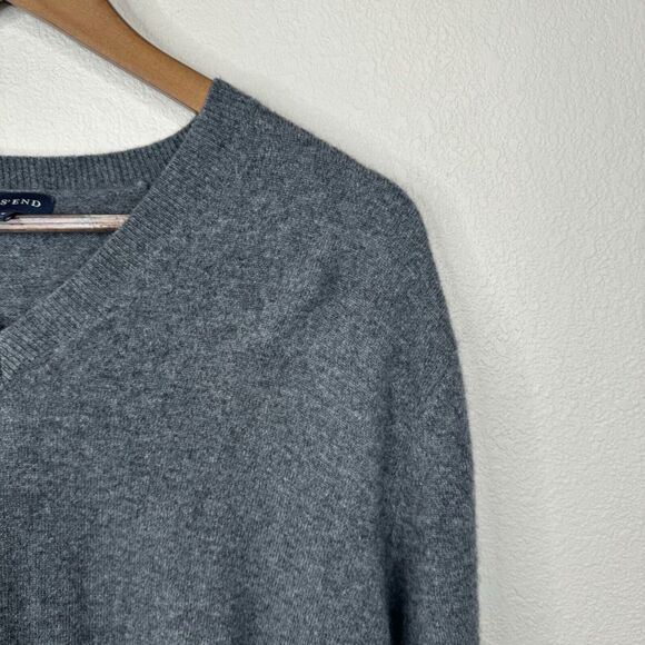 Lands End Mens V-Neck Sweater XL/T 46-48 Gray Soft & Warm Cashmere Blend - Picture 4 of 11